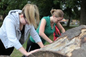 Outside post school drop off HiTT class in Eastville Park, Bristol with Charlotte Lune.